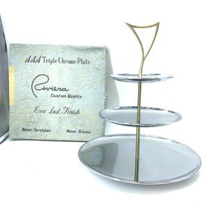 VTG MCM Atomic RIVIERA TID BIT hors d'oeuvres Trays in Original Box 1960's NEW